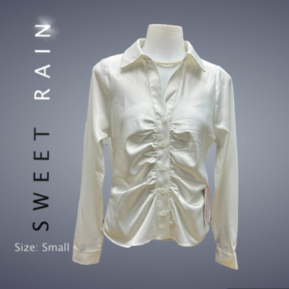 Sweet Rain Blouse Coastal Ruffles Long sleeve Size S